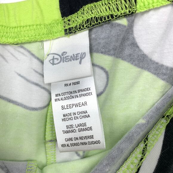 Disney Pajama Set Womens Size Large Tank + Capri Pant Black Lime Green Mickey - Picture 8 of 15